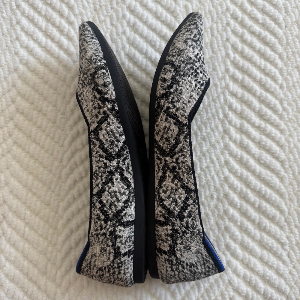 ROTHY'S The Point Black White Python Print Flats … - image 3